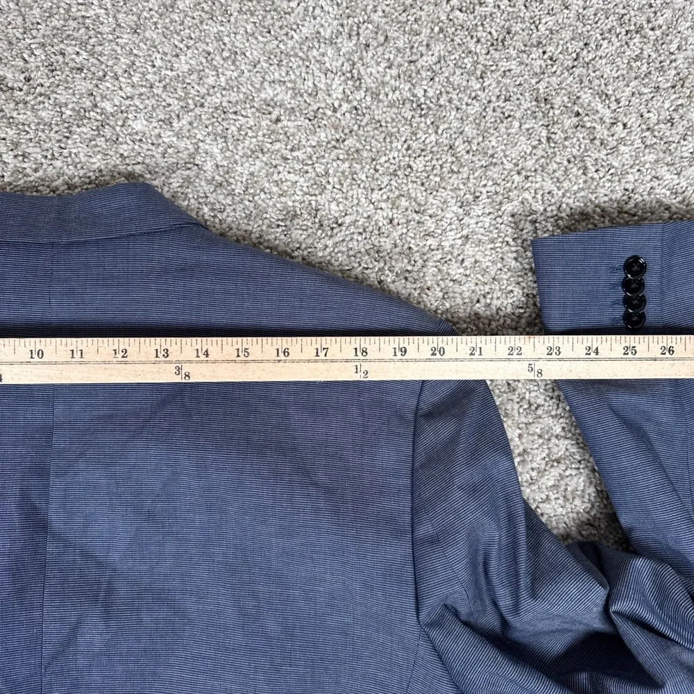 Express Photographer Blazer Mens 44 Regular Blue Fitted Cotton Two-Button Jacket